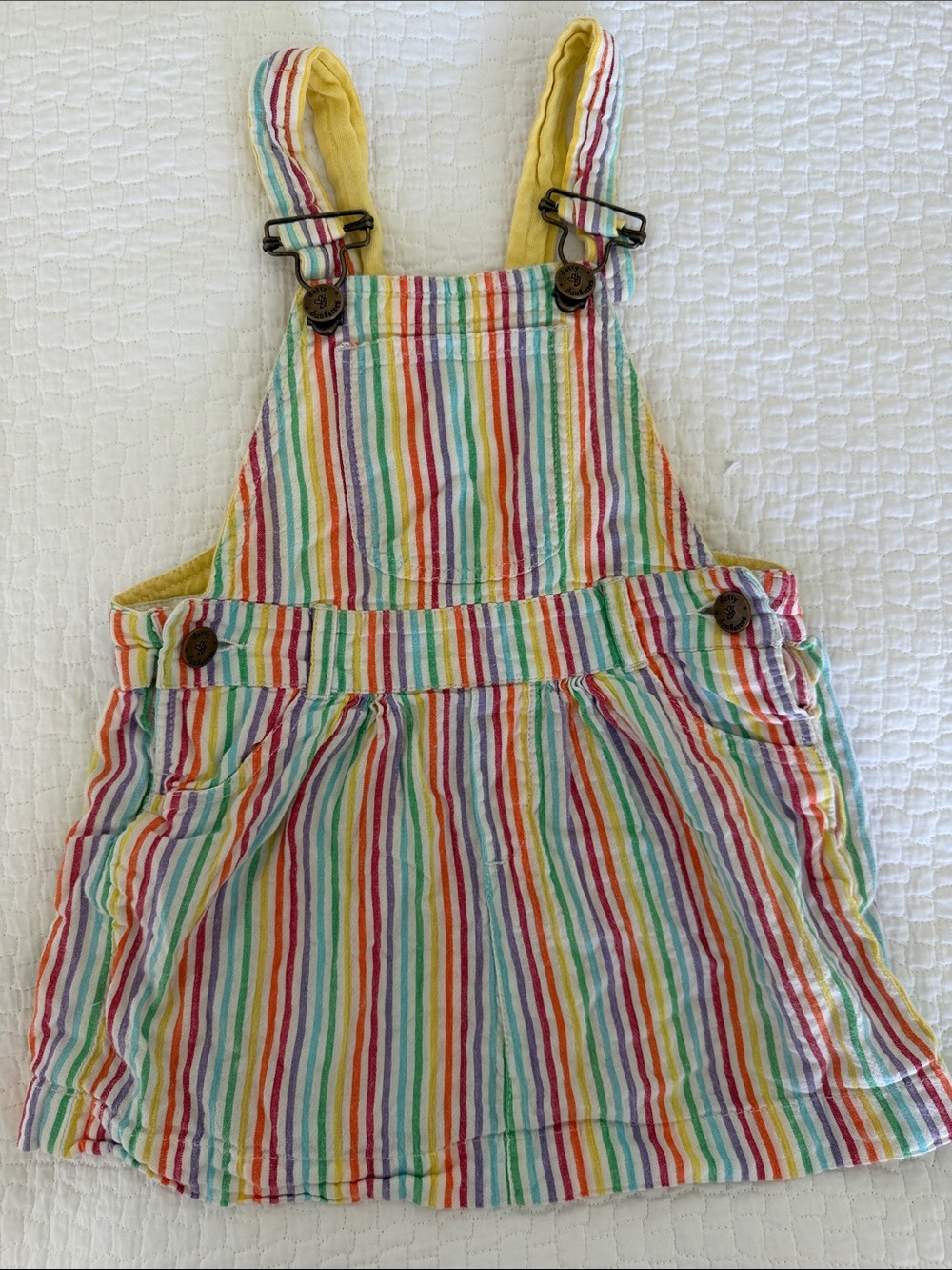 Dotty Dungarees Kids Rainbow Stripe Overalls Dress - Multi